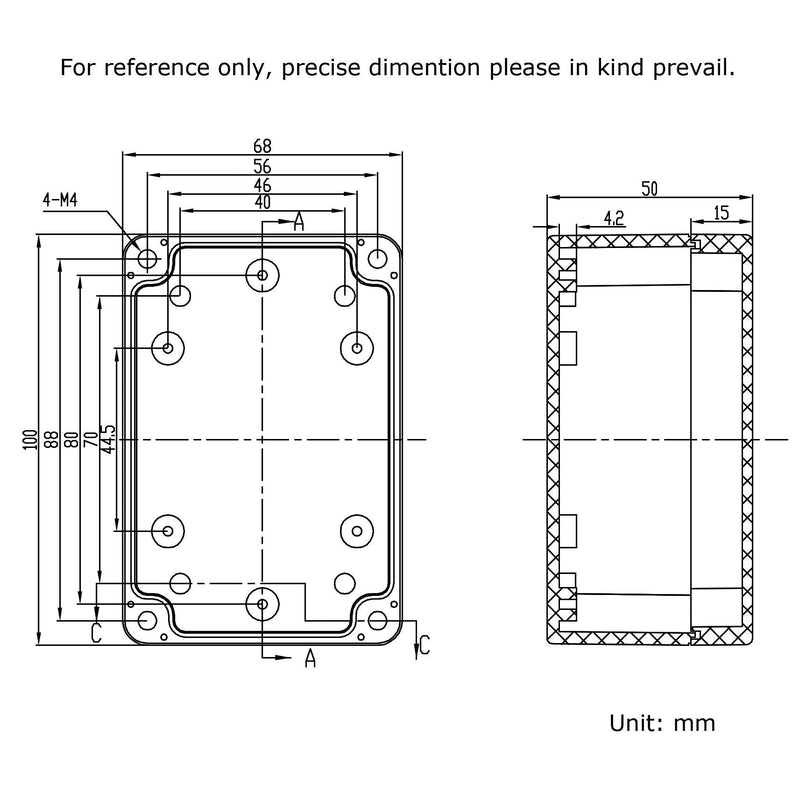 Pack of 2 Waterproof Junction Boxes, Therlan Project Box Electronics Housing, Plastic Surface-Mounted Junction Box IP65, ABS Small Junction Box Electronic Surface-Mounted Box (100 x 68 x 50 mm, Black) 100 x 68 x 50 mm (2 Pieces)