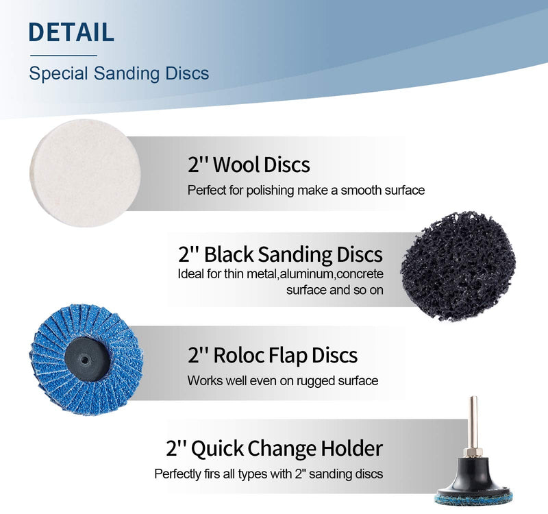 S SATC 70PCS Sanding Discs Set 2 Inch Roll Lock Quick Change Discs with 1/4 Holder for Die Grinder Roll Lock Air Grinder Attachments Surface Conditioning Discs 70PCS Quick Change Discs 2 Inch