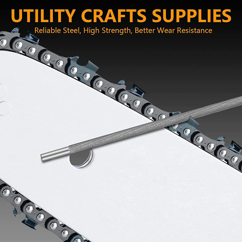 MUYAPAY round files for chainsaws 5.2 mm, 6 pieces chainsaw files, 3/8 chainsaw files round files, for repairing and sharpening saw chains, lawn mowers, chainsaw chains, sharpening tools, steel with high carbon content 5.2 mm