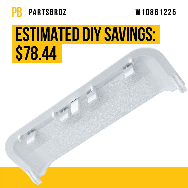 W10861225 Door Handle by PartsBroz - Compatible with Whirlpool Dryers - Replaces AP5999398, PS11731583, W10714516, W10861225VP