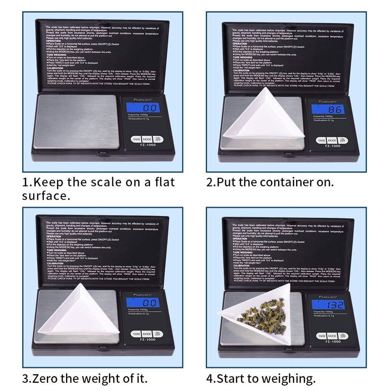 Fuzion Digital Pocket Scale 1000g/0.1g, Small Digital Scales Grams and Ounces, Herb Scale, Jewelry Scale, Portable Travel Food Scale( Battery Included ) Black 1000g × 0.1g