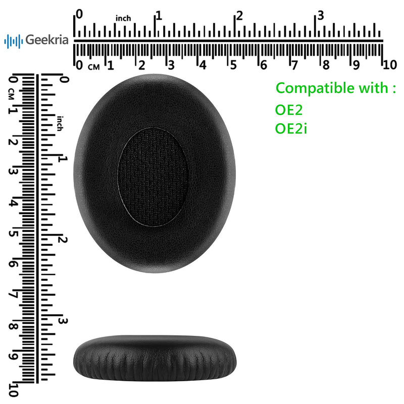 Geekria QuickFit Protein Leather Replacement Ear Pads for Bose On-Ear OE2, OE2i Headphones Earpads, Headset Ear Cushion Repair Parts (Black)