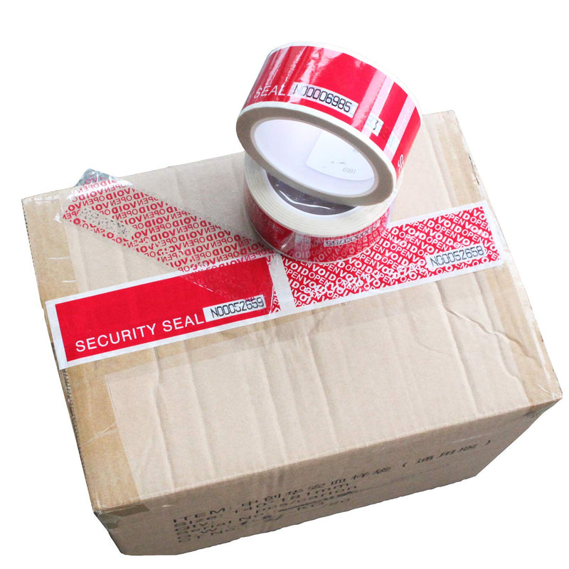 1 Roll Precut Serial Numbered Tamper Resistant Security Void Tape (2 in. x 55 Yards x 2 mil, 100% Total Transfer, Red - TamperSTOP)