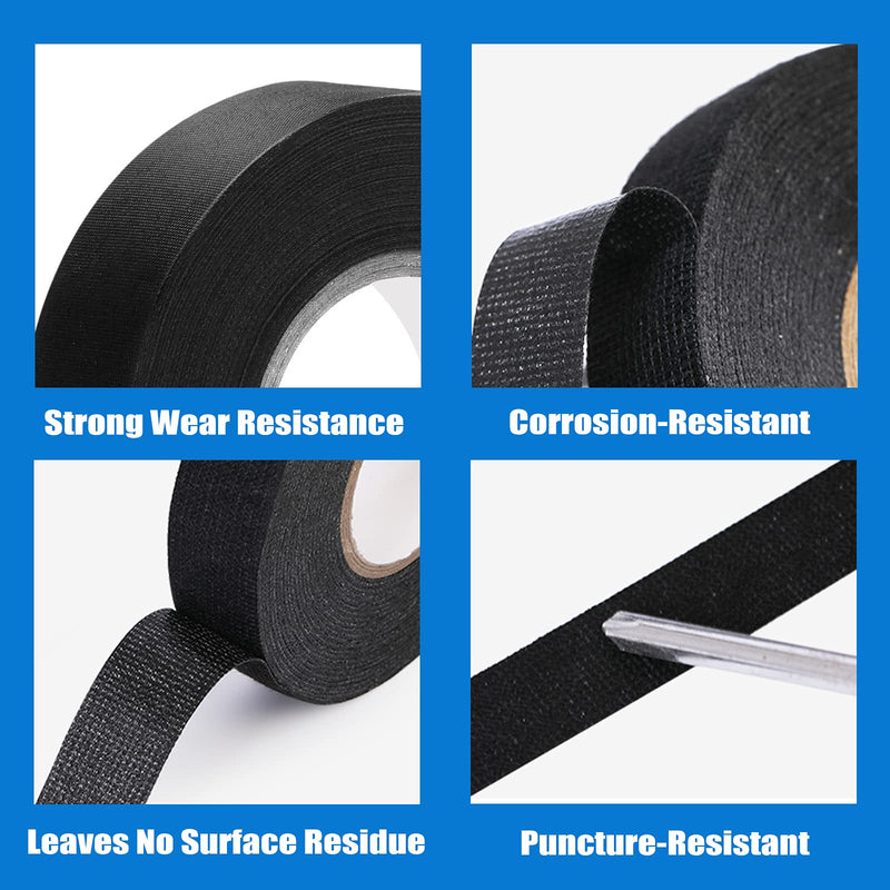 Wire Harness Automotive Cloth Tape, 2 Rolls 1 in 82 FT Strong Flexibility High Abrasion Resistance Adhesive Force Heavy Duty Wire Harness Tape for Automotive Insulation Wiring 2 Rolls-3/4 IN 82FT