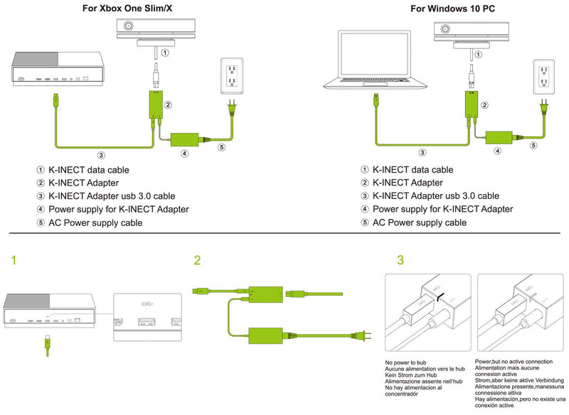 Kinect Adapter for Xbox One S Xbox One X Windows PC [UL Listed] Xbox Kinect Adapter Power Supply for Xbox 1S 1X Kinect 2.0 Sensor, Xbox One Kinect Adapter for PC Windows 10 8.1 8