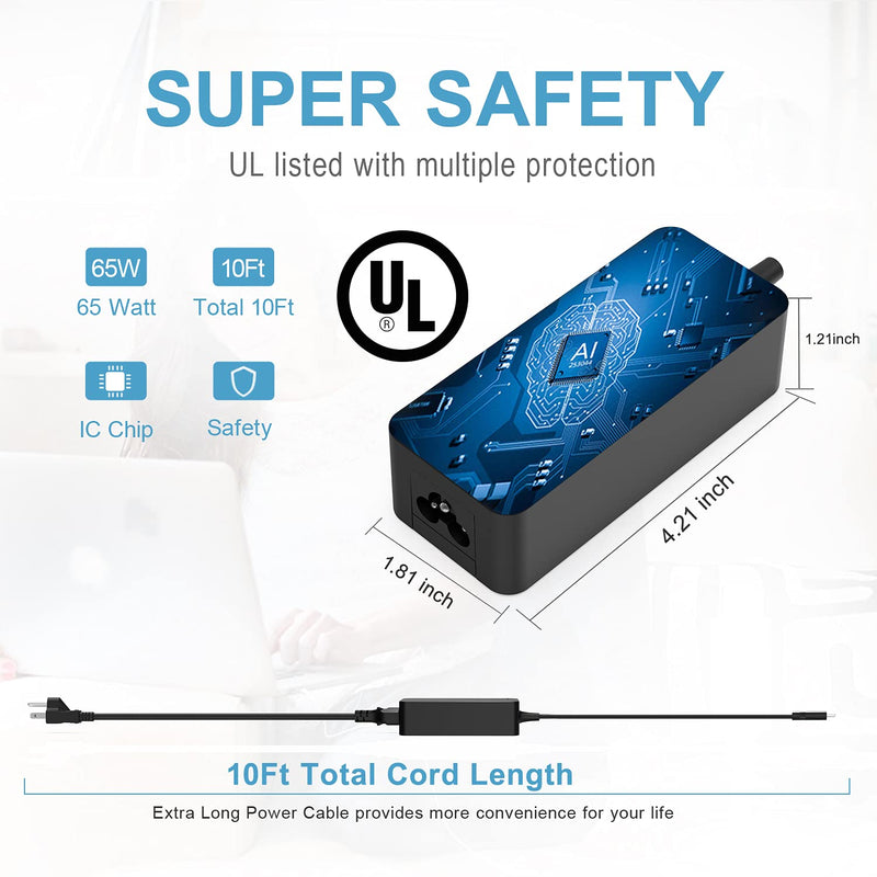 Nicpower AC Charger Fit for Lenovo ThinkPad USB Type C 65 Watt 20V 3.25A Type-C AC Adapter
