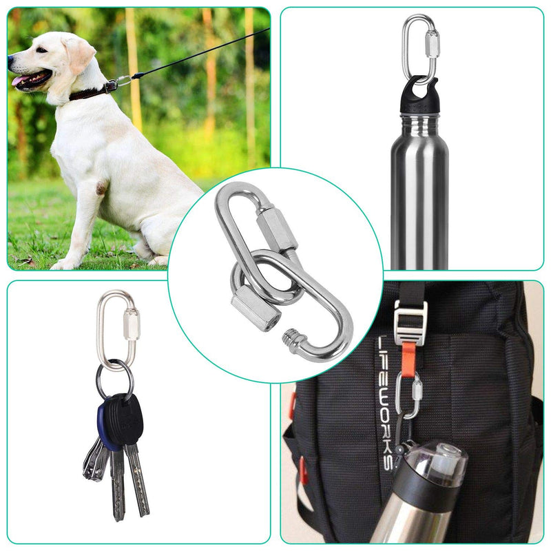 20Pack Quick Link, 3/16?Chain Link with 330lbs Loading, Stainless Steel Locking Carabiner Clip, Oval Keychain Connector Small Threaded Chain Clip for Dog Leash, Backpacks, Key Ring, Water Bottles