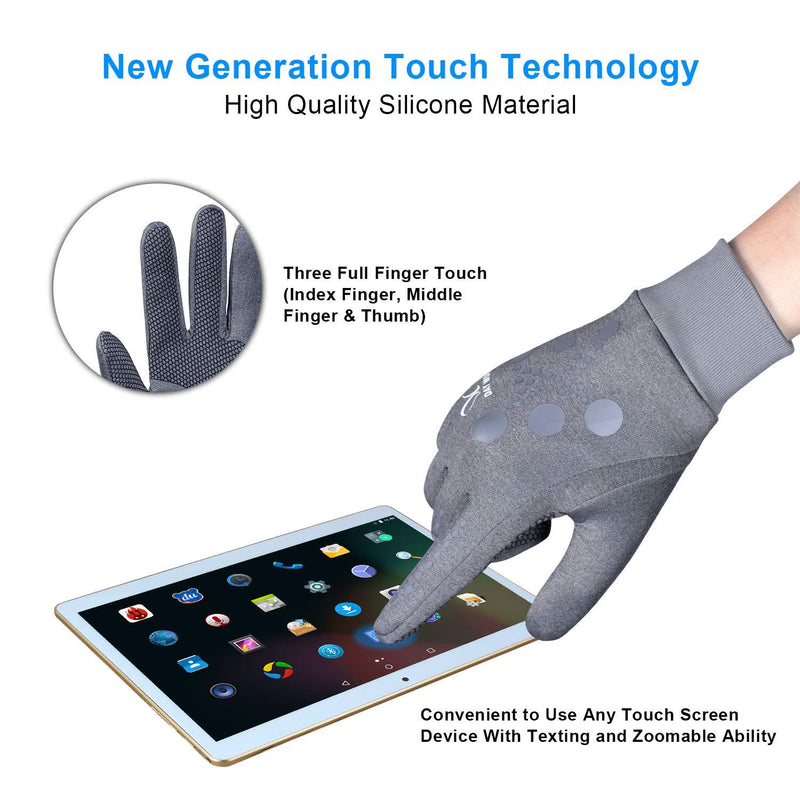 day wolf Running Gloves for Men Women Liner Gloves Touch Screen Running Exercise Gym Workout Warm Mittens Touch Screen Cycling Breathable for Winter Summer Driving Camping Hiking Driving Grey Doted X-Large