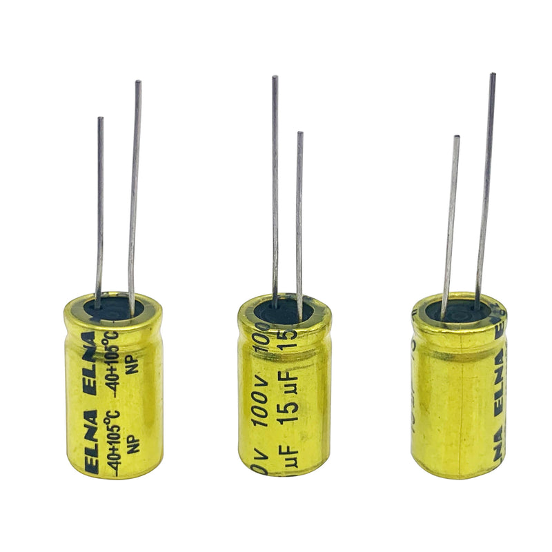 Cermant 10Pcs 15uf 100V Non-Polarized Electrolytic Capacitor 10x17mm(0.39x0.67in) NP Capacitor for Audio Tweeter Frequency Divider Capacitor