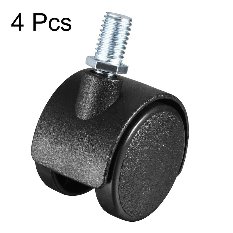 uxcell 1.5 Inch Swivel Caster Wheels Nylon 360 Degree Threaded Stem Caster Wheel, M8 x 13mm, 100lb Total Capacity, Pack of 4