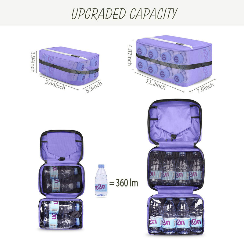 Travel Toiletry Bag for Women, Maliton Hanging Toiletry Bag with 4 Compartments, Portable and Waterproof Compact travel Bathroom Organizer,Ideal for Travel or Daily Life(Purple) Purple