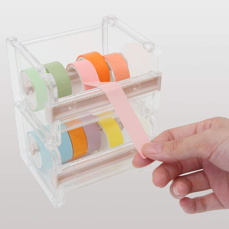 Washi Tape Holder, 6PCS Clear Roll Tape Holder Organizer, Perfect for Cutter Masking Tape in School, Office and Home for DIY(Clear)