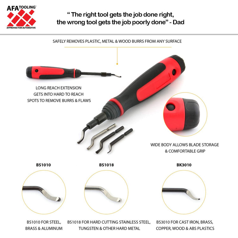 AFA Tooling Long Reach Deburring Tool with 15 High-Speed Steel Rotary Burr Removal Blades Tool+15blades
