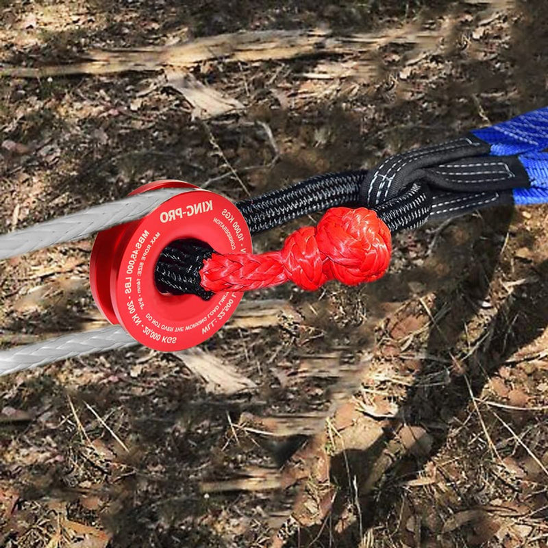 KING-PRO Snatch Recovery Ring, 45000 lbs Winch Snatch Block Pulley Towing Ring, for ATV UTV SUV Truck Off-Road Vehicle Towing Soft Shackle Recovery（Red） RED