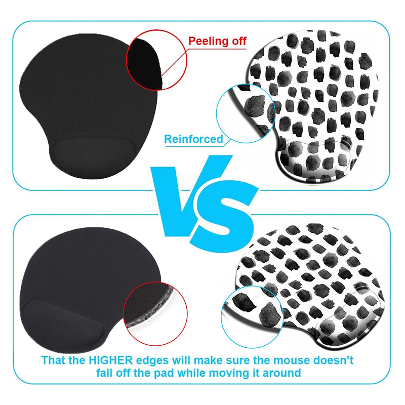 Dooke Ergonomic Mouse Pad with Wrist Support, Cute Mouse Pads with Non-Slip Rubber Base for Home Office Working Studying Easy Typing & Pain Relief Polka Dot