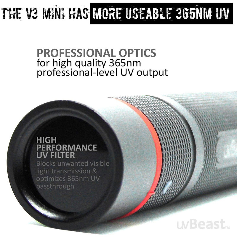 uvBeast NEW V3 365nm MINI - Black Light UV Flashlight – HIGH DEFINITION Ultraviolet - Rechargeable 18650 USB-C Quick charge Port - Professional Grade HIGH POWER UPGRADED LED – USA Stock