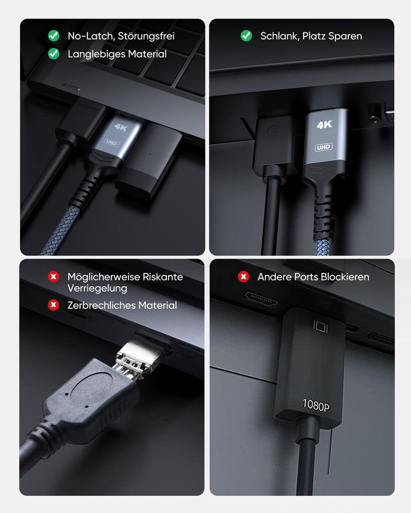 Highwings 4K DisplayPort to HDMI Cable 1.8M, DP to HDMI Connection Cable Unidirectional Nylon Braided DisplayPort to HDMI for Monitor, TV, Projector, Laptop, PC, AMD, NVIDIA