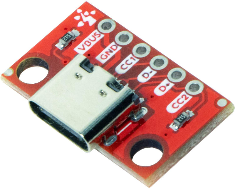 risingsaplings 2pcs USB Type-C Female Breakout Board 6 pins Output 2 CC Pins 5K1 Res (2.54mm 100mils Pitch)