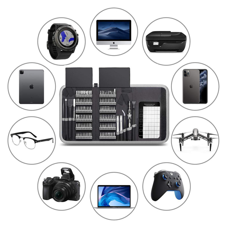 Professional Computer Repair kit, Precision Electronic Screwdriver Set, with 120 Magnetic Bit, Suitable for Phone, iPhone, PC, Macbook, Laptop, PS4, Xbox Repair of Small Technical Tools GRAY