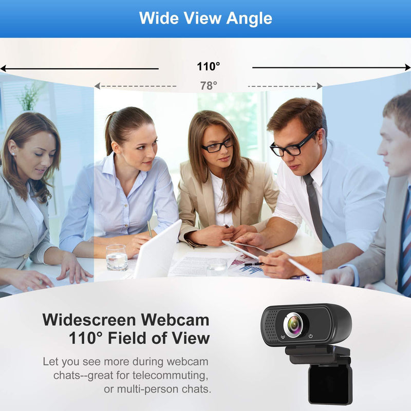 Webcam with Microphone,Hrayzan 1080P HD Webcam with Privacy Cover and Tripod,Streaming Computer Web Camera with 110 Degree Wide View Angle,USB PC Webcam for Video Calling Recording Conferencing