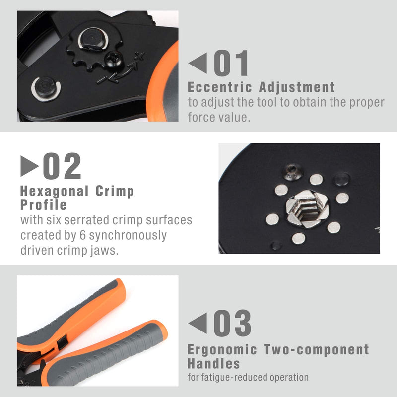 IWISS Self-adjustable Crimping Tools Plier for AWG20-5 Bootlace End-sleeves Ferrule, Ratchat Wire Crimping Tool HSC8 16-6