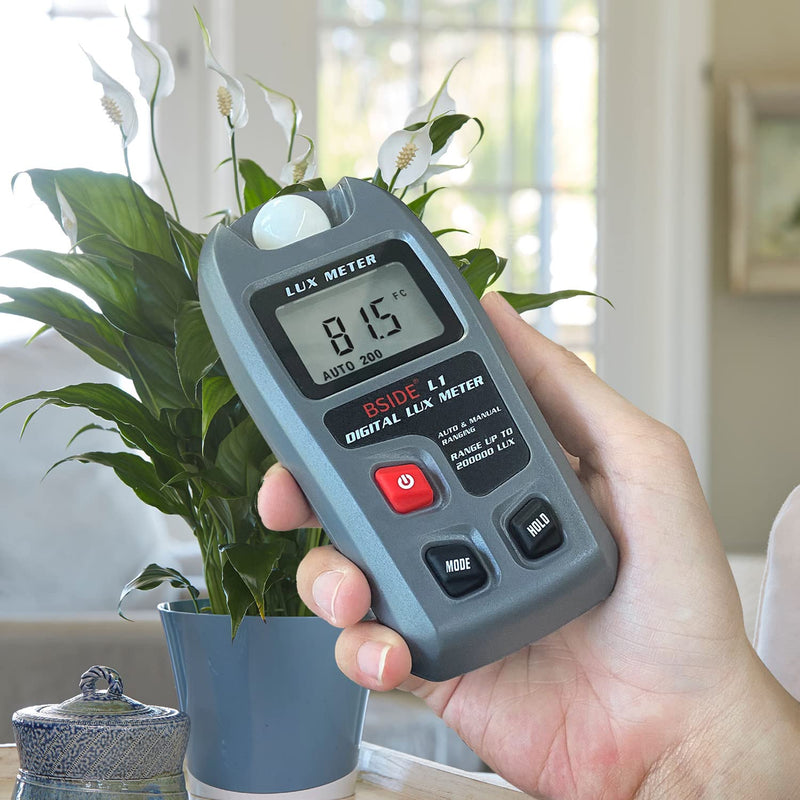 BSIDE Digital Light Meter Lux Tester Illuminance Luxmeter, 0-200,000 Lux Portable Environment Luminometer Photometer for Garden Film Indoor Classroom Plants LED Grow Light Photography