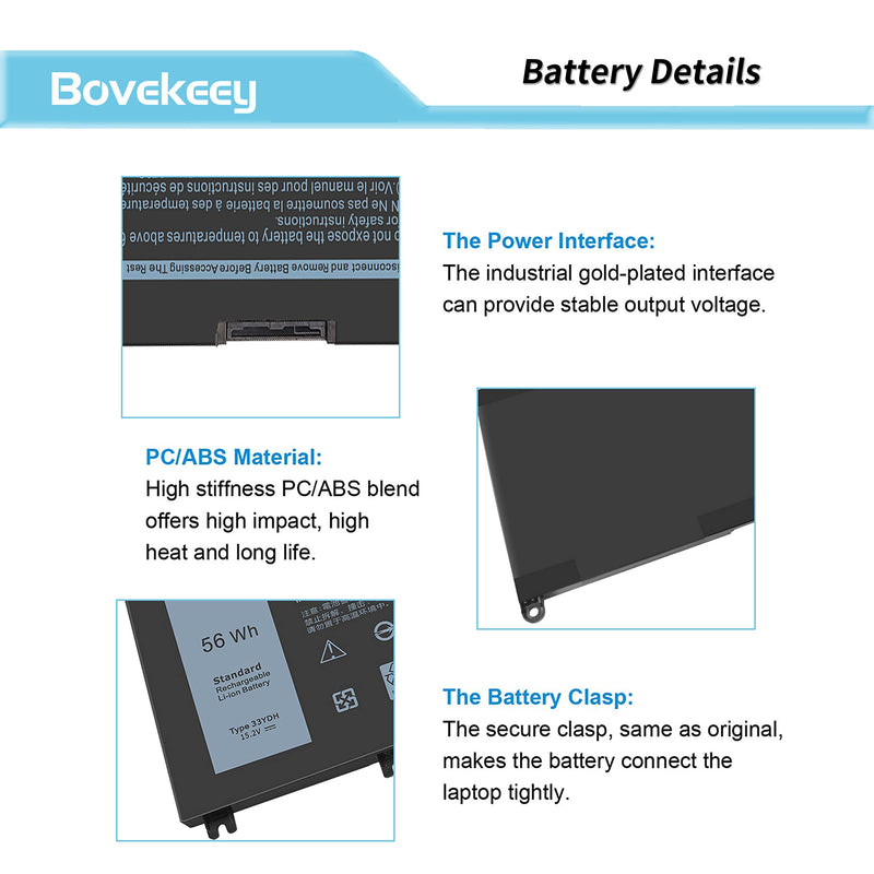 Bovekeey 56WH 33YDH Battery for Dell Inspiron 17 7000 7778 7779 7786 7773 15 7577 G3 3579 3779 G5 5587 G7 7588 Latitude 13 3380 14 3490 15 3590 3580 PVHT1 P30E 81PF3 081PF3