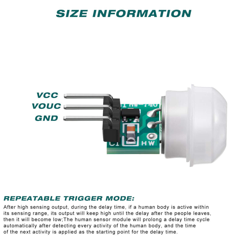 Weewooday 10 Pieces AM312 Mini Human Sensor Module IR Pyroelectric Infrared PIR Motion Sensor Detector Modules DC 2.7V to 12V, Working Temperature Minus 20 Degrees Celsius to 60 Degrees Celsius