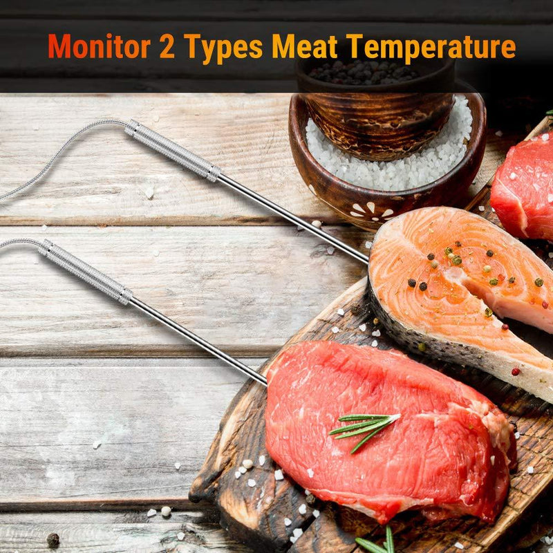 ThermoPro TP08S Wireless Digital Meat Thermometer for Grilling Smoker BBQ Grill Oven Thermometer with Dual Probe Kitchen Cooking Food Thermometer Orange