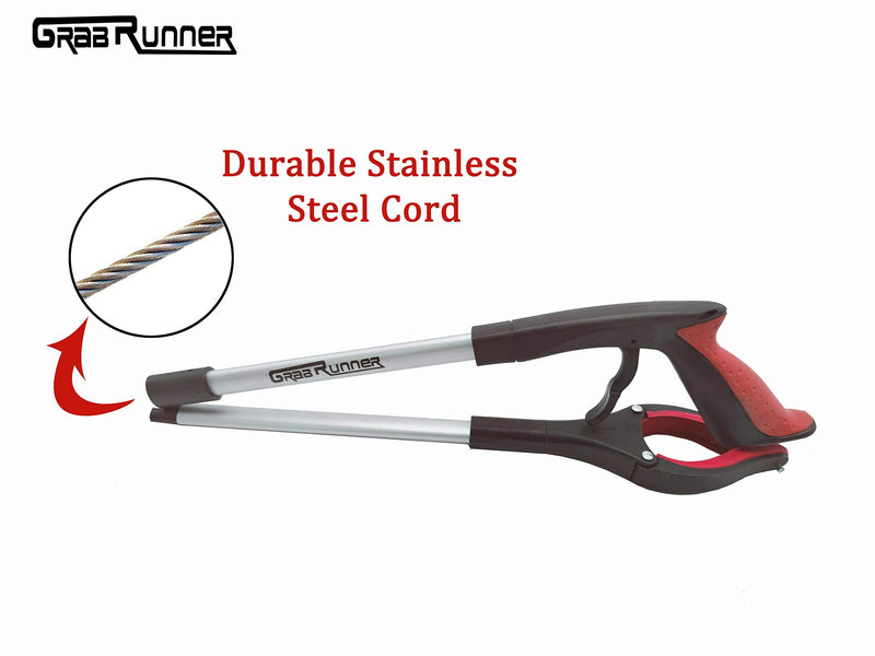 2- Pack GrabRunner Reacher Grabber Tool with Strong Magnetic for Elderly 32 inch Folding Reacher Tool with Long Reach Arm Extender (Blue/Red)