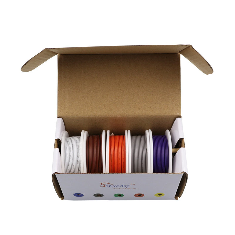 Striveday 18 AWG Flexible 1007 Wire Electric wire 18 gauge Coper Hook Up Wire 300V Cables electronic stranded wire cable electrics DIY BOX-2 18AWG