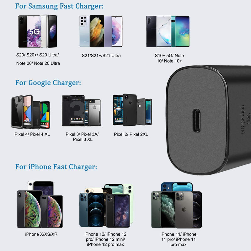 USB C Charger,25W Samsung Super Fast Charger and 5FT Type C Charger Cable Fast Charging for Samsung Galaxy S21/S21Ultra 5G/S21Plus/S20/S20Ultra/Note 20/Note 20Ultra/Note 10/Note10 Plus/Z Fold 3/Flip 3 Black