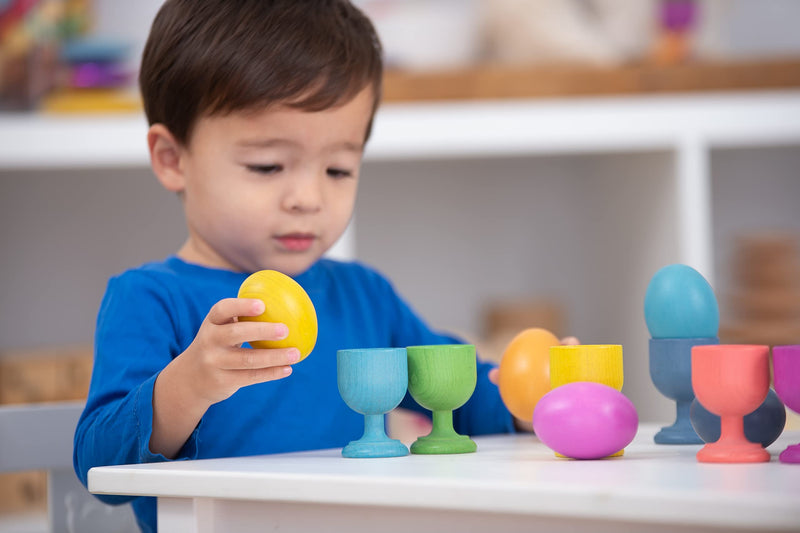 TickiT-74005 Rainbow Wooden Eggs - Set of 7 colors - Wooden Toys for Toddlers - For Ages 10m+ - Inspire Curiosity With Wooden Loose Parts Play