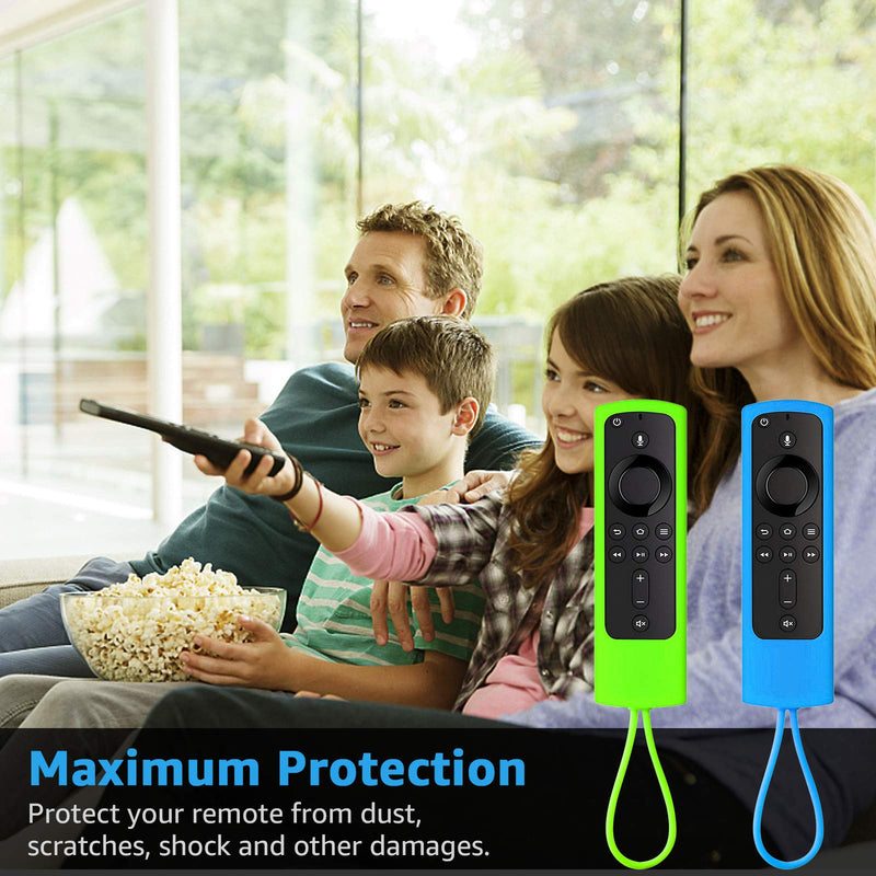 [2 Pack] Firestick Remote Coverï¼ŒSilicone TV Remote Control Case for HD Streaming Devices | Stick 4K Max | FireStick 4KÂ | Firestick Lite | (2018-2021) Release (Limegreen+DeepSkyBlue)