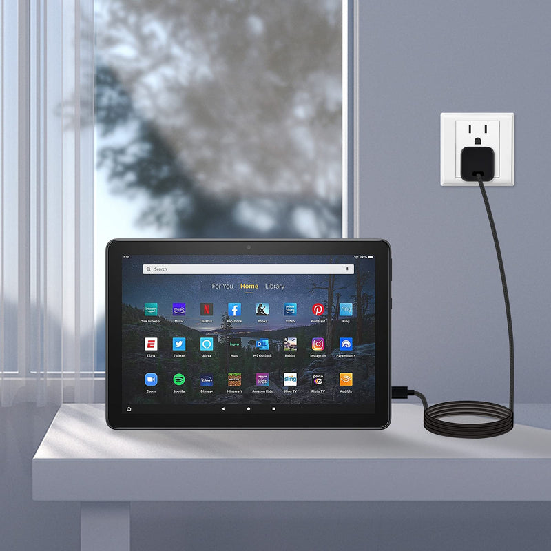 15W New Fire HD 8 10 Tablet (9-11th Gen) Fast Charger with 6.6Ft Type-C Cable for New Fire HD 8/8Plus/8 Kids/8 Kids Pro/HD 10/10Plus/10 Kids/10 Kids Pro (2019-2021 Release)