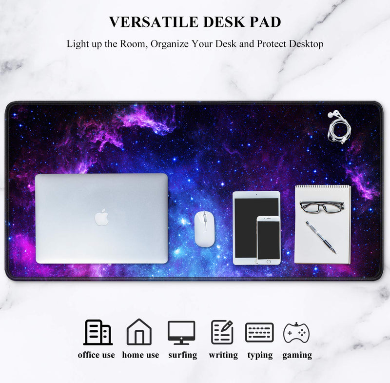 Auhoahsil Large Mouse Pad, Full Desk XXL Extended Gaming Mouse Pad 35" X 15", Waterproof Desk Mat with Stitched Edges, Non-Slip Laptop Computer Keyboard Mousepad for Office and Home, Galaxy Design Amazing Galaxy XXL - Extended size 35.6”x15.8”