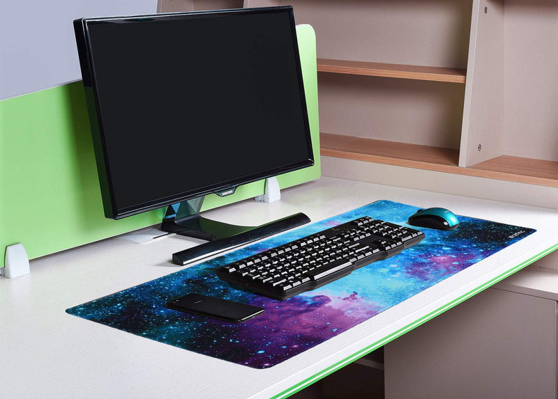 iKammo Large Galaxy Gaming Mouse Pad Full Desk Mousepad Extended Cute Computer Mouse Pad XXL Big Office Desk Mouse Mat/Pad with Waterproof Surface-Optimized Gaming Surface (XXL-038, Blue Galaxy) XXL-038 XX-Large