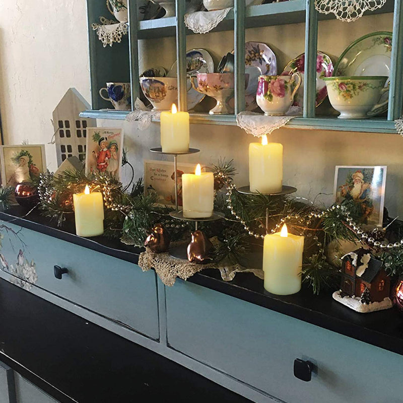 Homemory Timer Remote Control Flameless Candles, Real Wax, 2" x 3" Flickering LED Pillar Candles, 400+Hour Realistic Battery Operated Votive Candles, 6 Pack for Wedding, Christmas Decoration