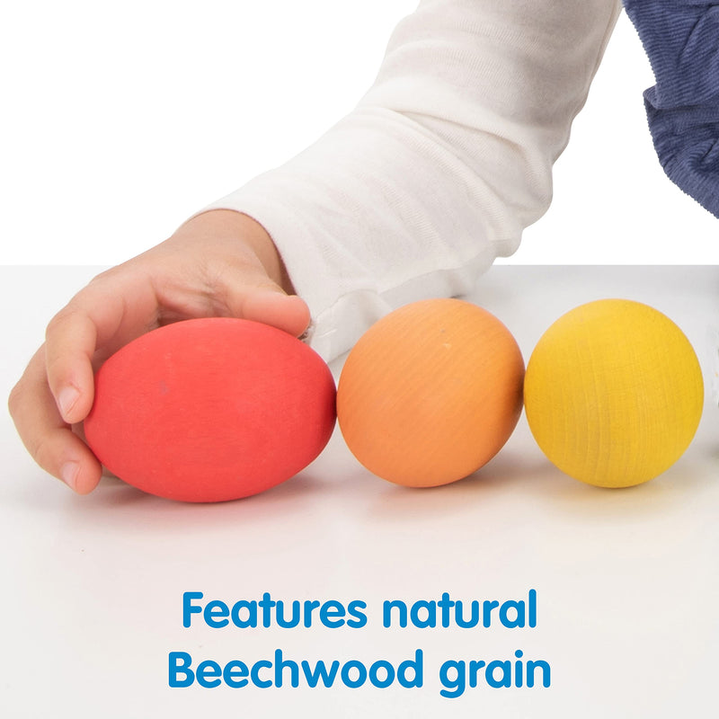 TickiT-74005 Rainbow Wooden Eggs - Set of 7 colors - Wooden Toys for Toddlers - For Ages 10m+ - Inspire Curiosity With Wooden Loose Parts Play