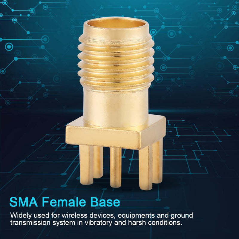 Pack of 10 Brass SMA Female Socket Jack PCB Mount 50 Ohm RF Connectors, SMA Connectors for Wireless Equipment and Ground Transmission Systems