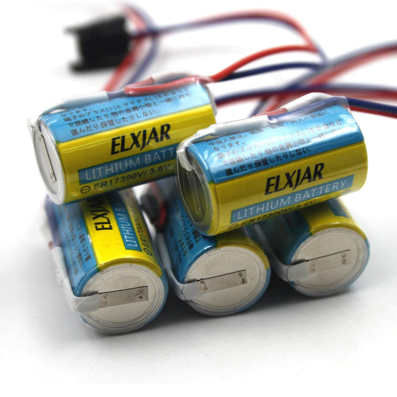 (5-Pack) 3.6V 2100mAh A6BAT PLC Lithium Battery with Plug Replacement - PLC Logic Controller, for Mitsubishi Q A6BAT ER17330V A6BAT-MRBAT B9670MC A1S A2S AnS Series