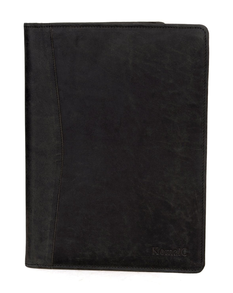 KomalC Genuine Leather Business Portfolio, Personal Organizer, Luxury Leather Padfolio (Thunder Black) Thunder Black
