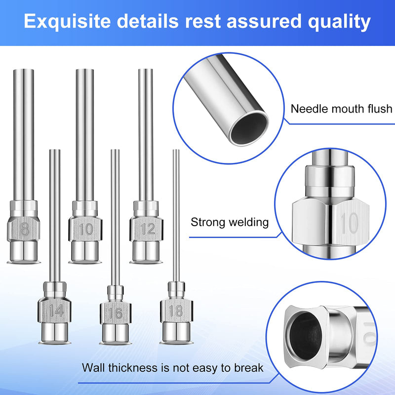 24 Pieces Dispensing Needle 1 Inch Stainless Steel Blunt Tip Luer Lock Stainless Steel Blunt Needles (8, 10, 12, 14, 16, 18 Gauge)