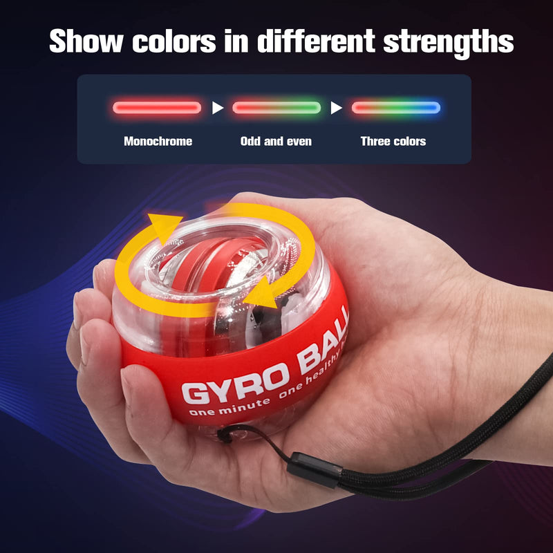 JIN BD Wrist Trainer Ball Auto-Start Wrist Strengthener Gyroscopic Forearm Exerciser Gyro Ball for Strengthen Arms, Fingers, Wrist Bones and Muscles Red