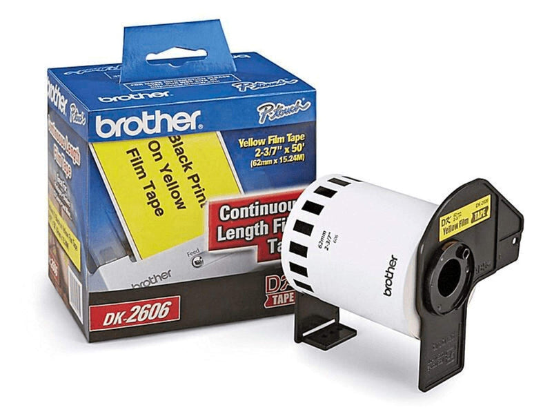 Brother Genuine DK-2606 Continuous Length Film Tape, 2.4 in x 50 ft (62 mm x 15.2 m) Black on White, Retail Packaging