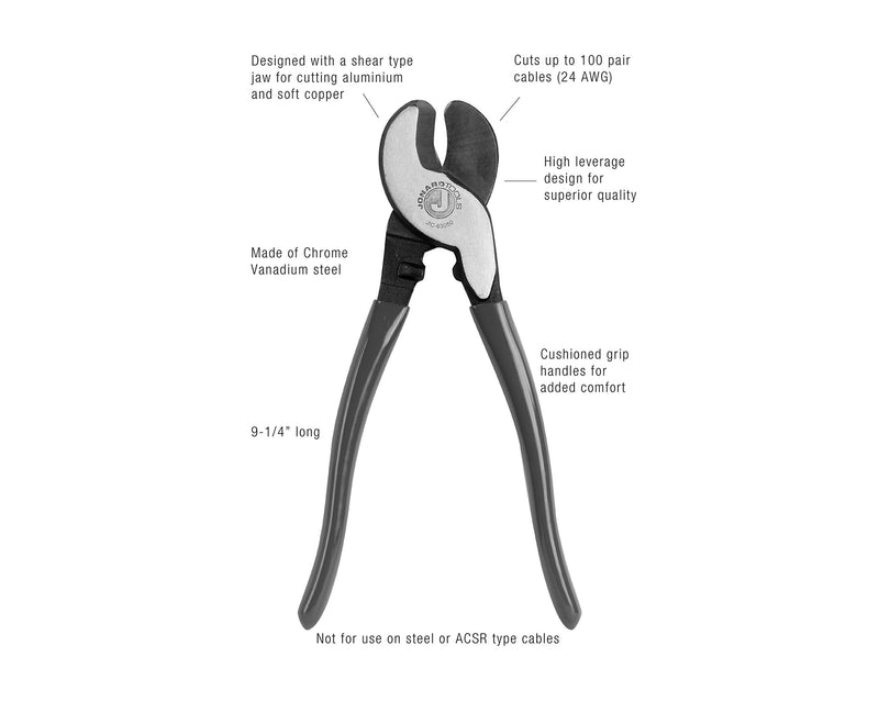 Jonard JIC-63050 High Leverage Cable Cutter with Red Handle, 9-1/4" Length