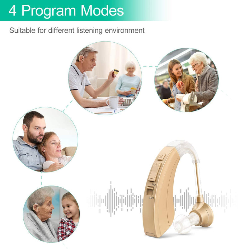 Hearing Aid for Seniors and Adults, Digital Hearing Amplifier with Adjustable Volume and Noise Reduction, 500 Hours Per Battery Life and Hearing Aid Cleaning Brush Included