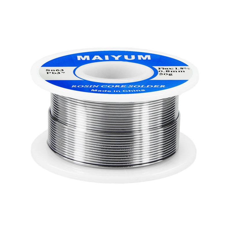 MAIYUM 63-37 Tin Lead Rosin Core Solder Wire for Electrical Soldering (0.8mm 50g) 0.8mm 50g