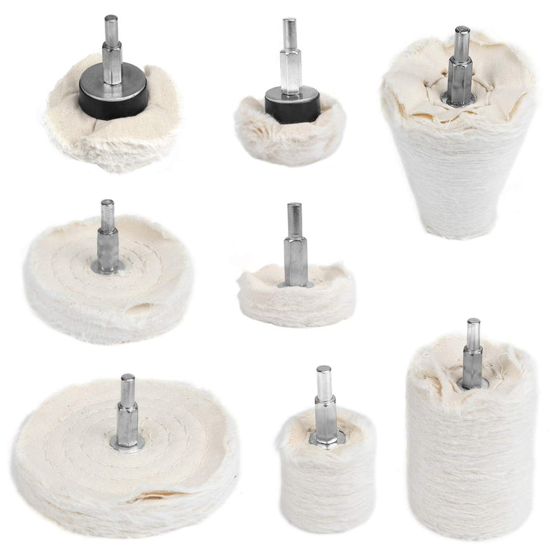 WiMas 8 pieces polishing disc made of cotton, polishing buffing pad, polishing wheel for manifold stainless steel, chrome, aluminum, jewelry, wood, etc