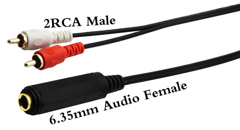 zdyCGTime 6.35mm to 2 RCA Y Splitter Cable, Gold-Plated 6.35mm (1/4 inch) TRS Female to 2 (Dual) RCA Male Stereo Audio Y Splitter Extension Adapter Cable (12Inch/30CM) 12Inch/30CM